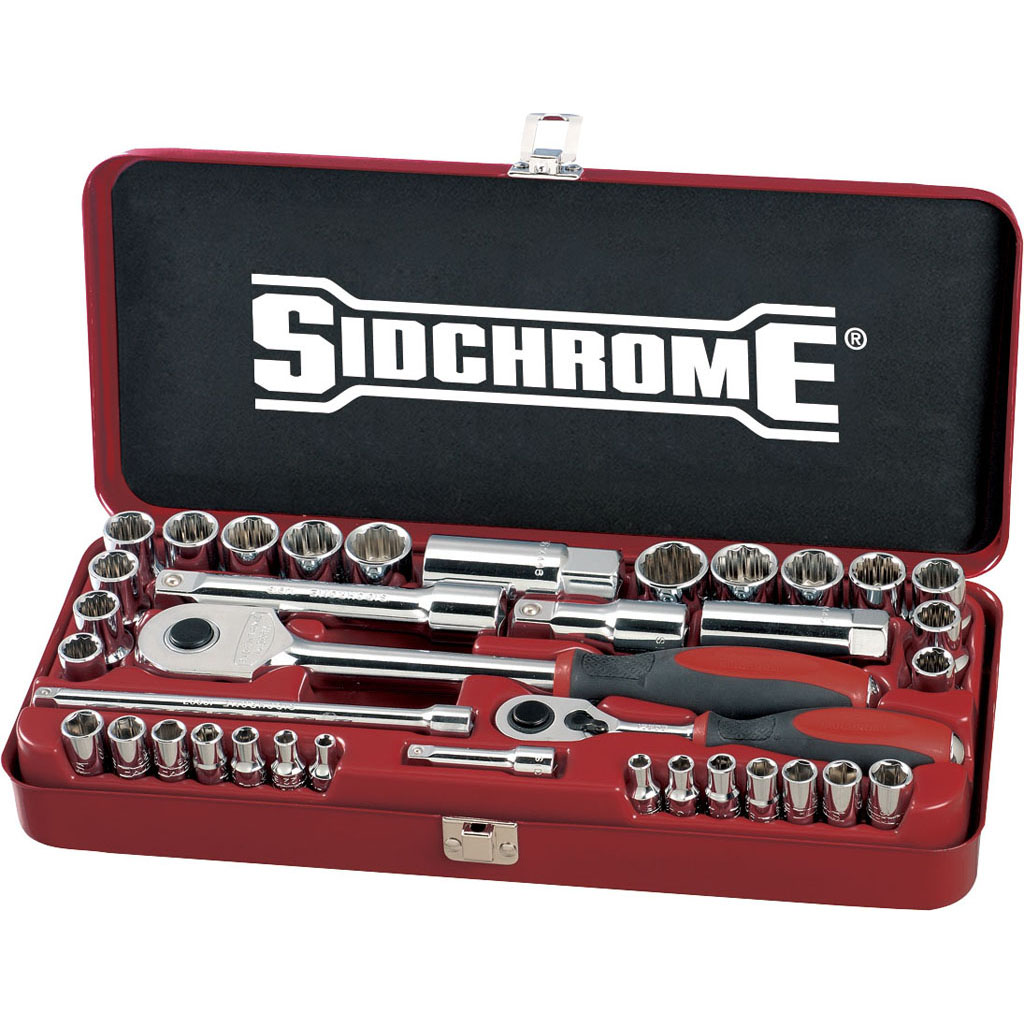 Sidchrome 37 Piece 1/4" & 1/2″ Drive Metric & AF Socket Set SCMT19130